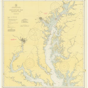 Mappa della baia di Chesapeake - Parte settentrionale - 1942 - Stampa di carta nautica