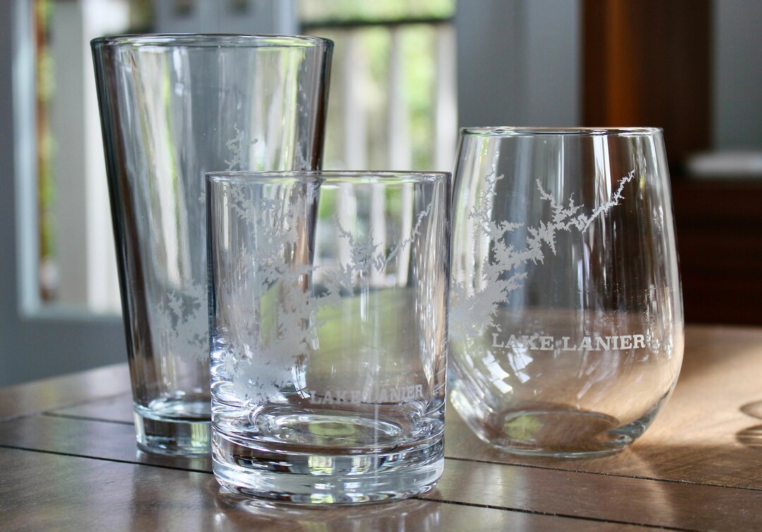 Lake Lanier, GA Map Engraved Glasses - Etsy
