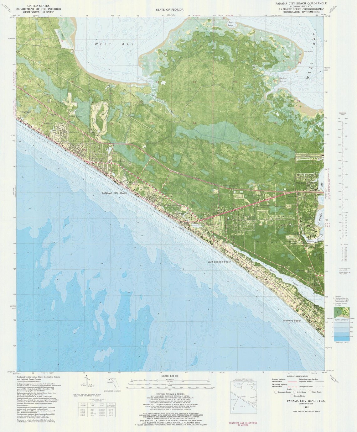 Panama City Beach Map 1982 Nautical Chart Print - Etsy