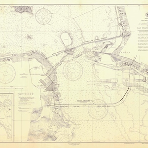 Mapa de la bahía de San Francisco: de Candlestick Point a Angel Island, 1946: impresión de cartas náuticas