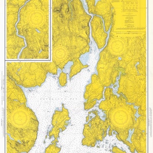 Mappa della baia di Penobscot e mappa del fiume Penobscot 1969 - Stampa della carta nautica