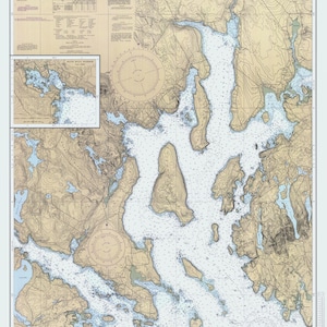 Mapa de Blue Hill Bay, Maine, 1993: impresión de cartas náuticas