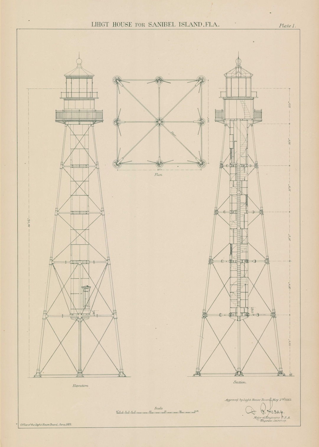Sanibel Island Lighthouse Plans - 1883 - Etsy