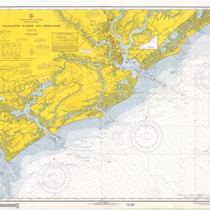 Charleston Harbor and Approaches Map - South Carolina Historical Chart 1966 - Nautical Chart Print