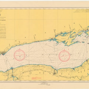 Lake Ontario Map 1948 - Nautical Chart Print