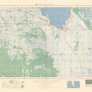 Mappa di West Palm Beach - Florida - 1957 - Carta nautica - Carta / Tela / Metallo