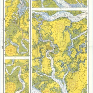 De la rivière Wadmalaw à Port Royal Sound - Carte historique de la Caroline du Sud 1954 - Carte nautique Imprimer