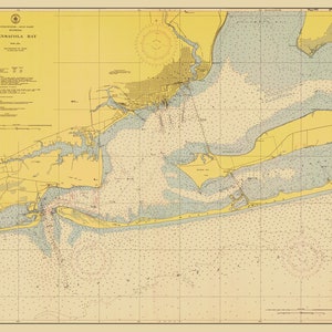 Mapa de la Bahía de Pensacola 1947 - Impresión de cartas náuticas
