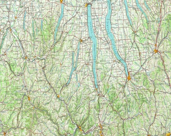 Finger Lakes, Elmira, NY Karte (quadratisch) - 1962