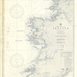Irlande - Carte de la côte ouest - 1941 - Carte marine - Papier | Toile | Métal