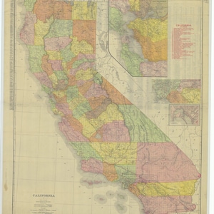 California State Map 1907 - Nautical Chart Print