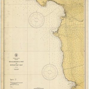 Hawaii Karte - Kealakekua Bay Historische Karte 1928 - Seekarte