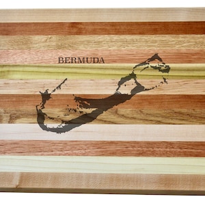 Bermuda Map Engraved Wooden Serving Board & Bar Board