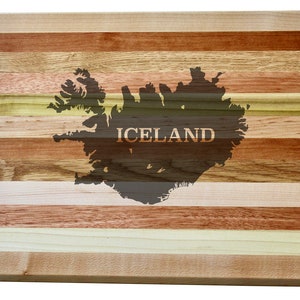Carte de l’Islande Planche de service en bois gravé et planche de barre