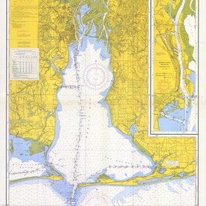 Mobile Bay Karte - Alabama Historische Karte 1958 - Seekarte Print