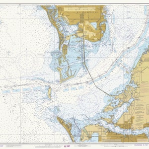 Mappa della baia di Tampa - Parte meridionale - 1982 - Stampa di carta nautica