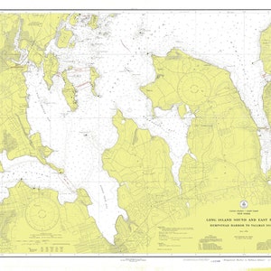 Mapa del estrecho de Long Island y del río East, 1934: impresión de cartas náuticas
