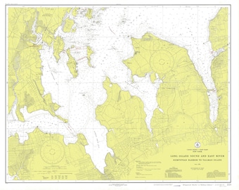 Mapa de Long Island Sound e East River - 1934 - Impressão de Carta Náutica