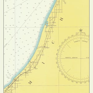 Lake Michigan Map - Eastern Shore - Benton Harbor 1947 - Nautical Chart Print