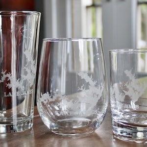 Lake James, NC Map Engraved Glasses