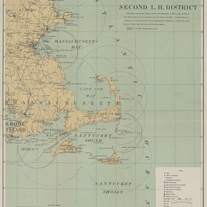 Cape Cod & Islands Leuchtturm Karte - Seekarte Print