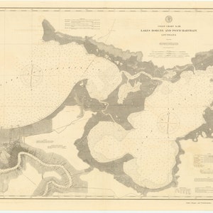 Portcharraine Lake & Borgne Lake Karte - Louisiana 1896 - Seekartendruck