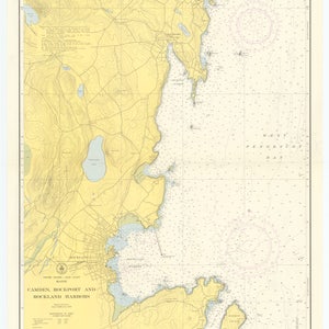 Mappa dei porti di Camden, Rockport e Rockland 1953 - Stampa di carta nautica