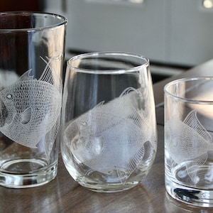 Triggerfish Laser Engraved Glasses - Ocean Fish Gift