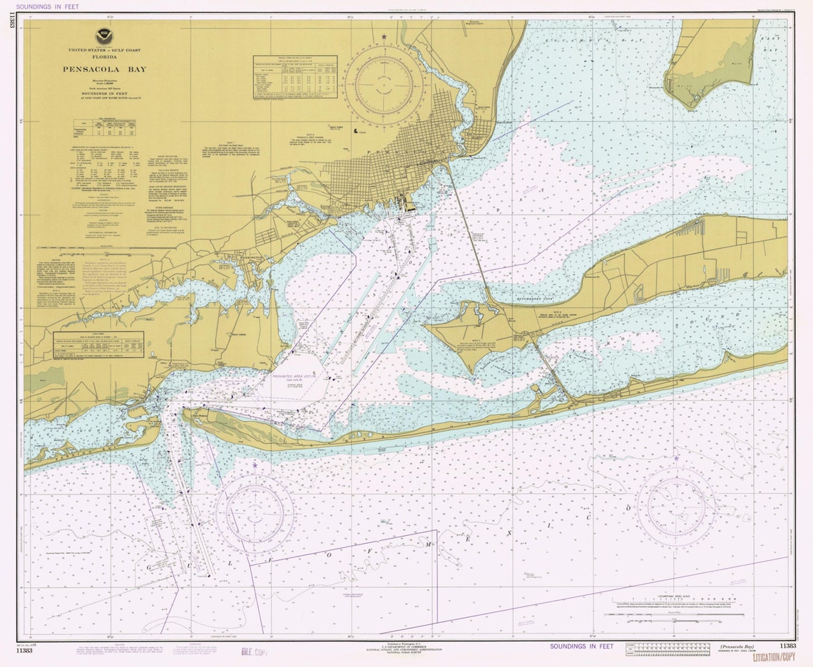 Pensacola Bay Map 1978 Nautical Chart Print - Etsy