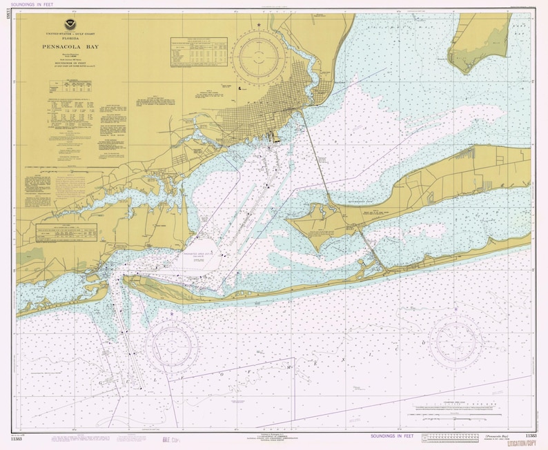Pensacola Bay Map 1978 Nautical Chart Print Etsy Australia