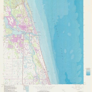 Bathymetrische viskaart Jupiter, Florida - 1983 - nautische kaart afdrukken