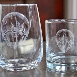 Horseshoe Crab Engraved Glasses