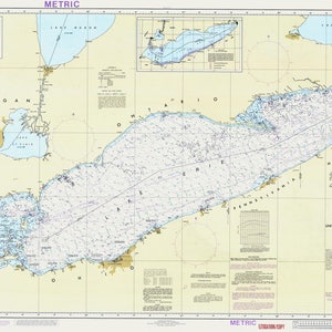 Carte du lac Érié 1987 - Impression de cartes marines