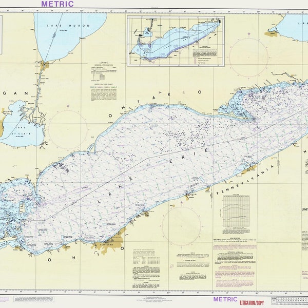 Lake Erie Map 1987 - Nautical Chart Print