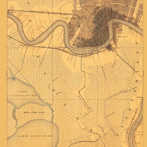 New Orleans Karte - Louisiana Historische Karte 1891 - Seekarte Druck
