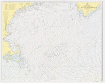 George's Bank Mappa e Golfo del Maine 1927 - Carta Nautica Stampa