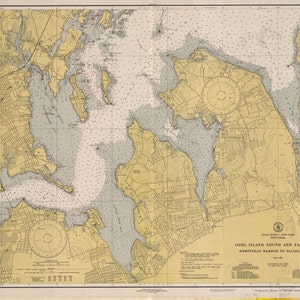 Long Island Sound Map & East River Map 1939 - Impresión de cartas náuticas