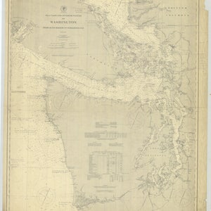 Kaart van Washington van Grays Harbor tot Semiahmoo Bay - kaart 1900 - nautische kaart afdrukken