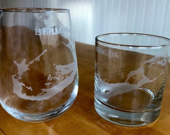 Bermuda Map Engraved Glasses