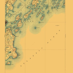 Casco Bay Maine Topographic Map 1893 - Nautical Chart Print