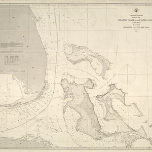 Mosquito Inlet à Key West (y compris les Bahamas) 1863 - Carte nautique Imprimer