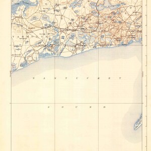 Yarmouth Cape Cod Topographic Map 1893 - Seekarte Druck
