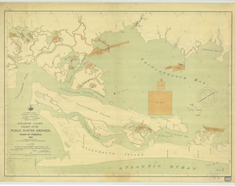 Virginia Public Oyster Grounds Chart #25 1895 - Nautical Chart Print
