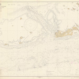 Carte historique de 1933 à Key West (approches de Key West) - Impression de cartes marines