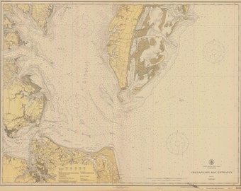 Chesapeake Bay Entrance Map 1920 - Nautical Chart Print