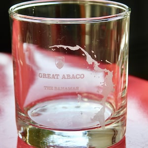 Great Abaco Island Map - Laser Engraved Glasses - Bahamas Gift