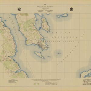 International Boundary Map St. Croix River and St. Andrews 1925 Nautical Chart Print image 1