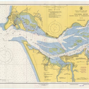 Carte historique du fleuve Columbia et de l’Astoria oregon 1948 - Carte nautique Imprimer