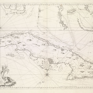 Mapa de Cuba - 1762 - Impresión de carta náutica (Sepia)