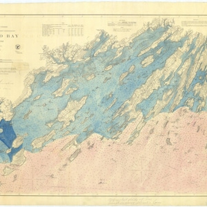 Casco Bay Maine Karte 1870 - Seekarte - Papier | Keilrahmen | Metall